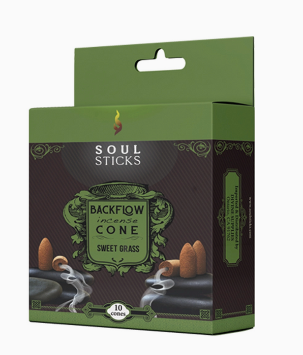 Sweet Grass takaisinvirtaus suitsukartio 10kpl - Soul Sticks