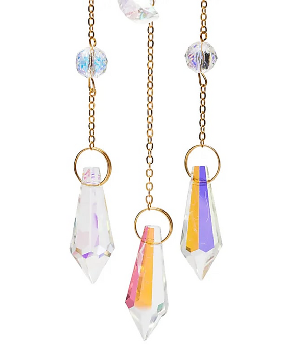 Aurinko & puolikuu -aurinkosieppari – kristallilasiriipuksella