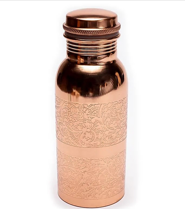 Kuparinen juomapullo kukkakuviolla (500ml)
