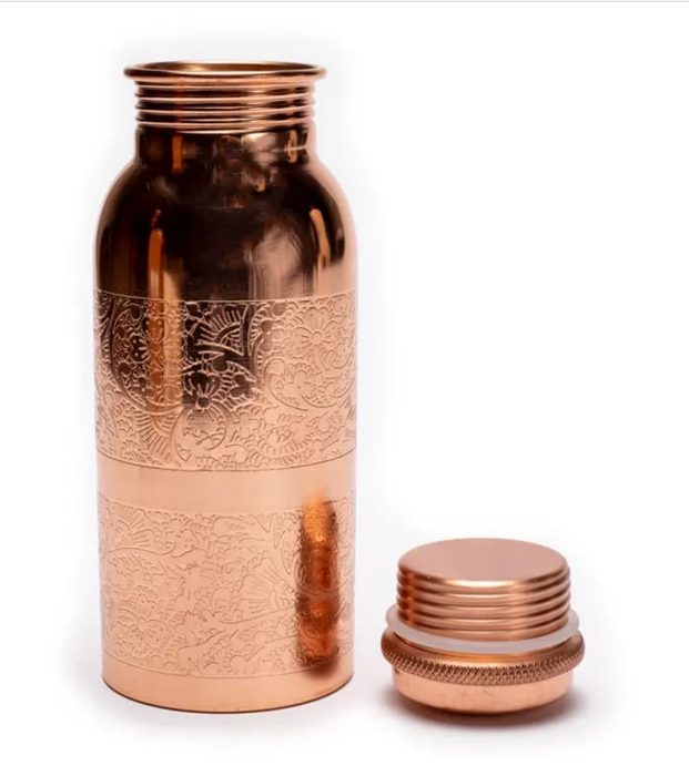 Kuparinen juomapullo kukkakuviolla (500ml)