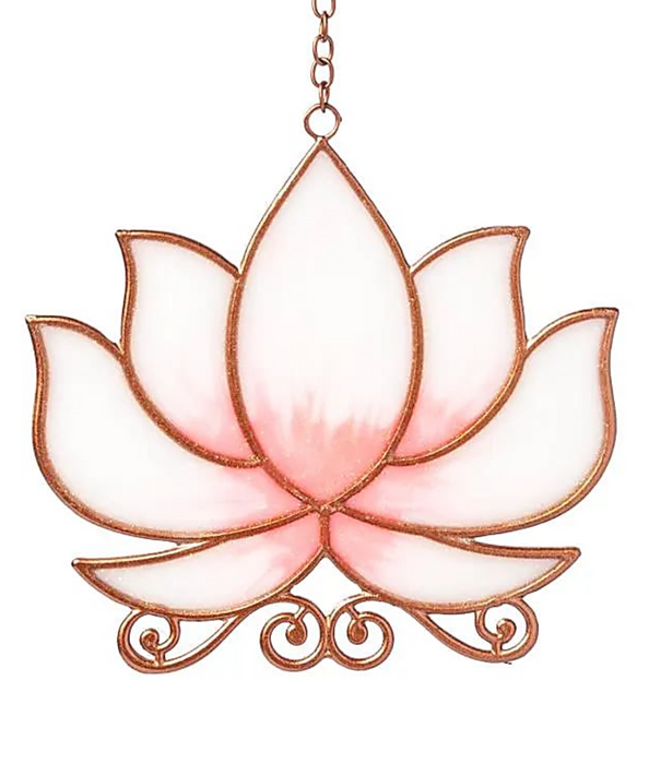 Lotus ikkunakoriste - maalattua lasia n.  ±24x12cm