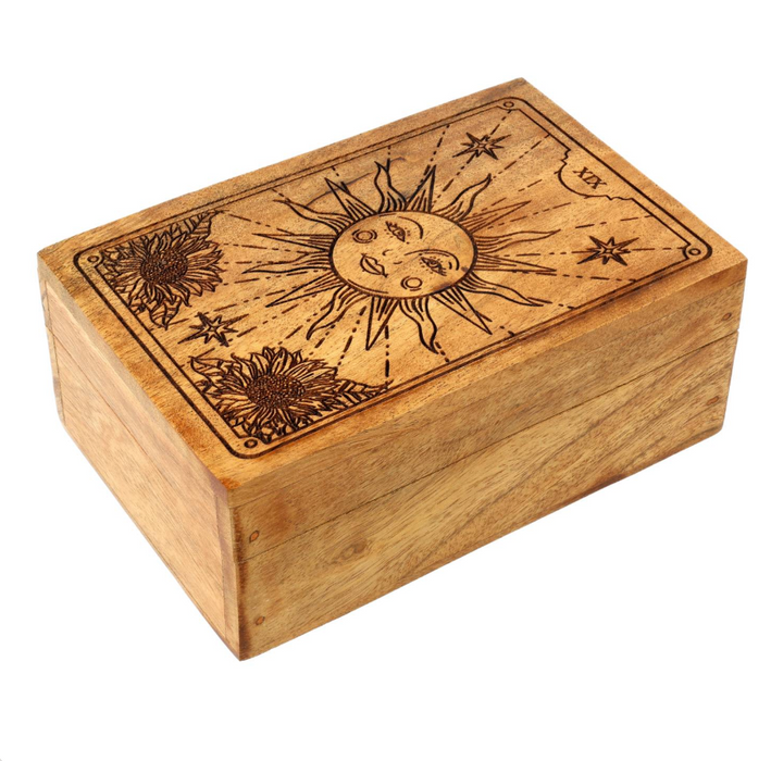 The Sun -tarotkorttilaatikko akaasiapuusta