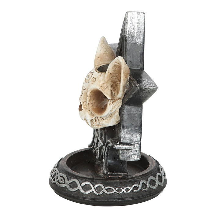 Triple Moon Cat Skull Backflow Incense Burner