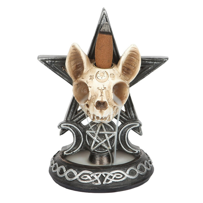 Triple Moon Cat Skull Backflow Incense Burner