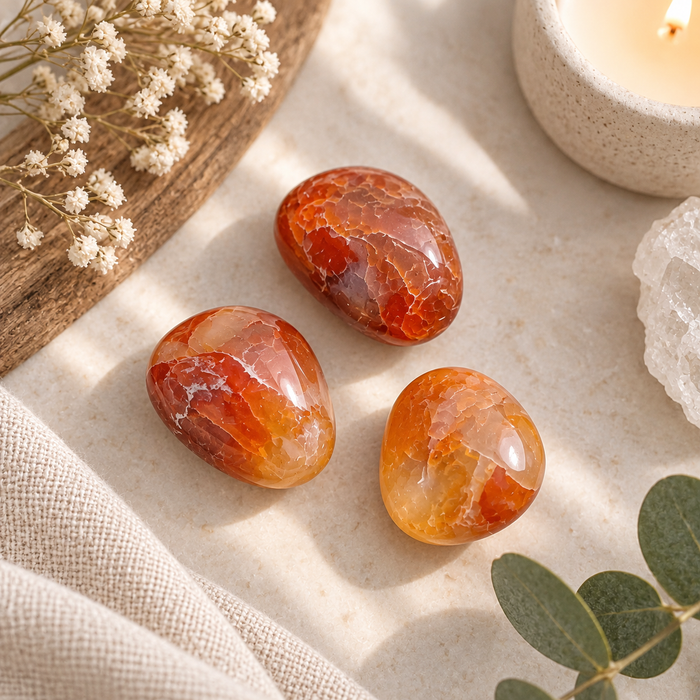 Tuliakaatti, Fire Agate 2-3cm rumpuhiottu
