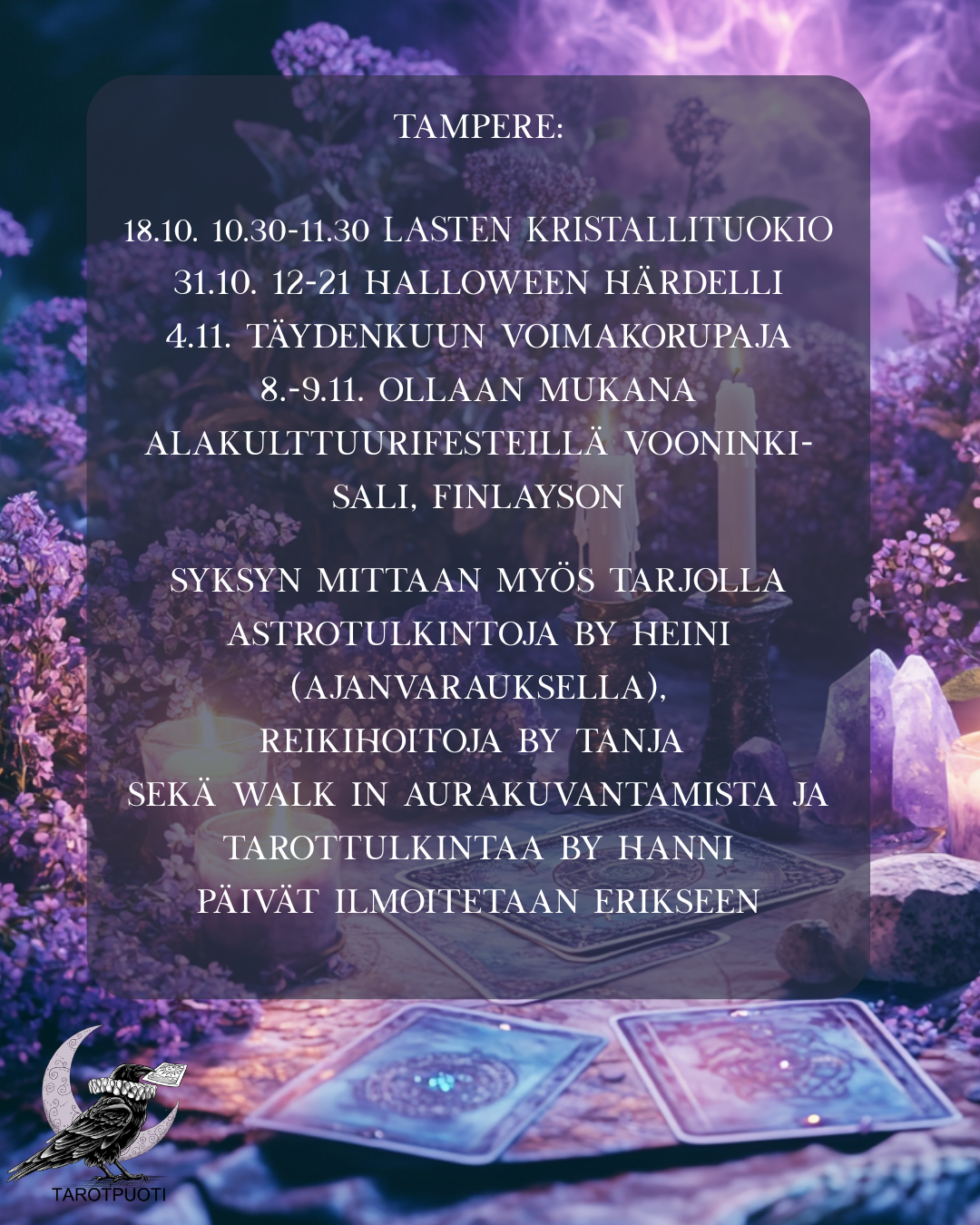 Syksyn tapahtumat Tampereella