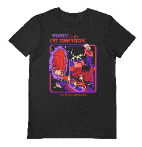 Portal to the Cat Dimension musta T-paita - Steven Rhodes