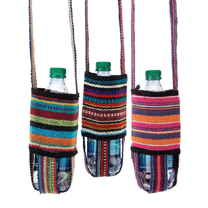 Multicolored drink bottle holder Hippie bottle pouch