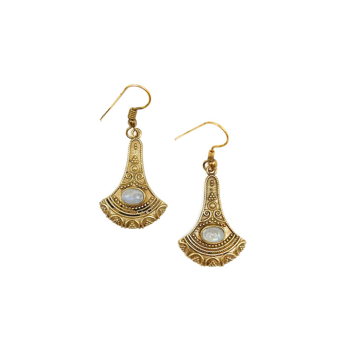 Earrings from the Tanvi collection - Golden Fan and Moonstone