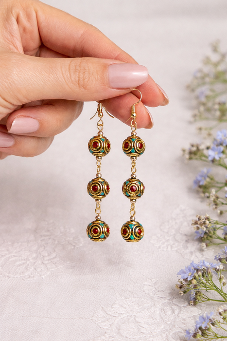 Boho Earrings Tiibetiläistyyliset Boho Mosaic -riippukorvakorut Tibetan Mosaic