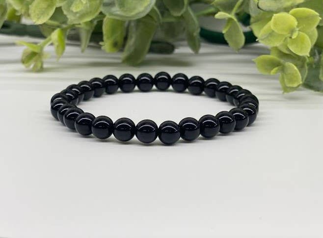 Black Tourmaline Stretchable Bracelet 6mm Beads