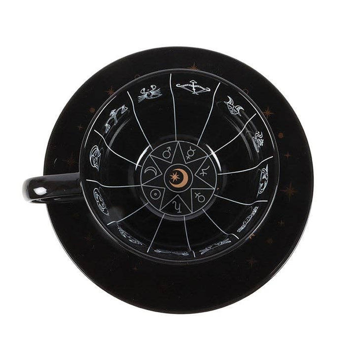 Astrologinen teelehtien tulkintakuppi ja aluslautanen 500 ml