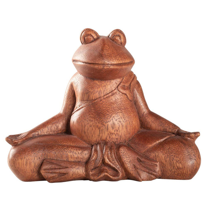 Ein meditierender Frosch aus Holz