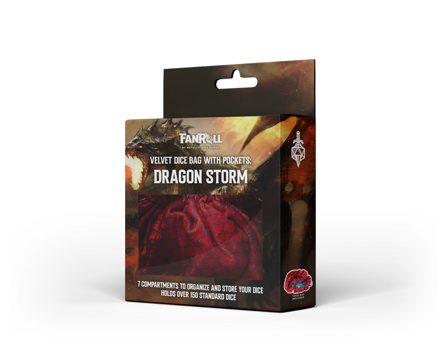 Dragon Storm samettinen lokerollinen noppapussi: Red Dragon Scales - Fanroll
