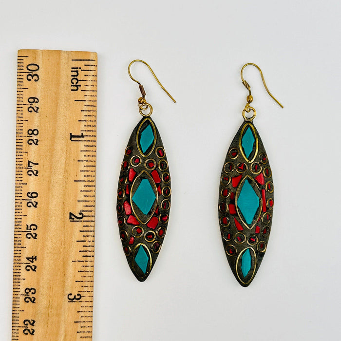 Tibetan mosaic earrings