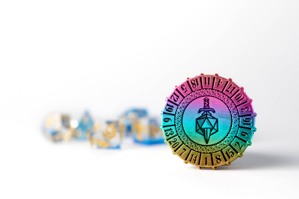 Metallic D20 Spinner: Torched Rainbow