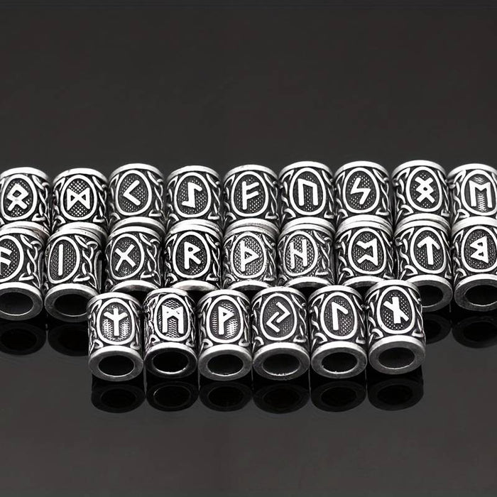 Hair and beard jewelry set with runes 55 pcs