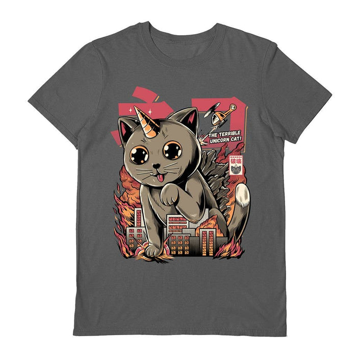 Graues Catzilla-T-Shirt - Ilustrata