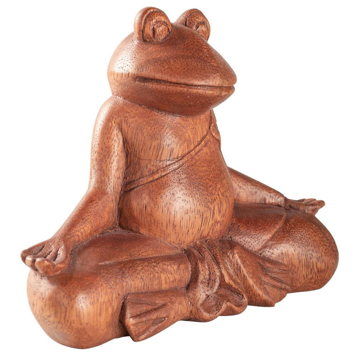 Ein meditierender Frosch aus Holz