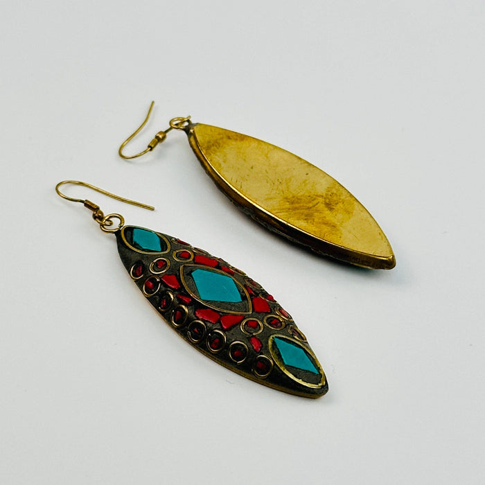 Tibetan mosaic earrings