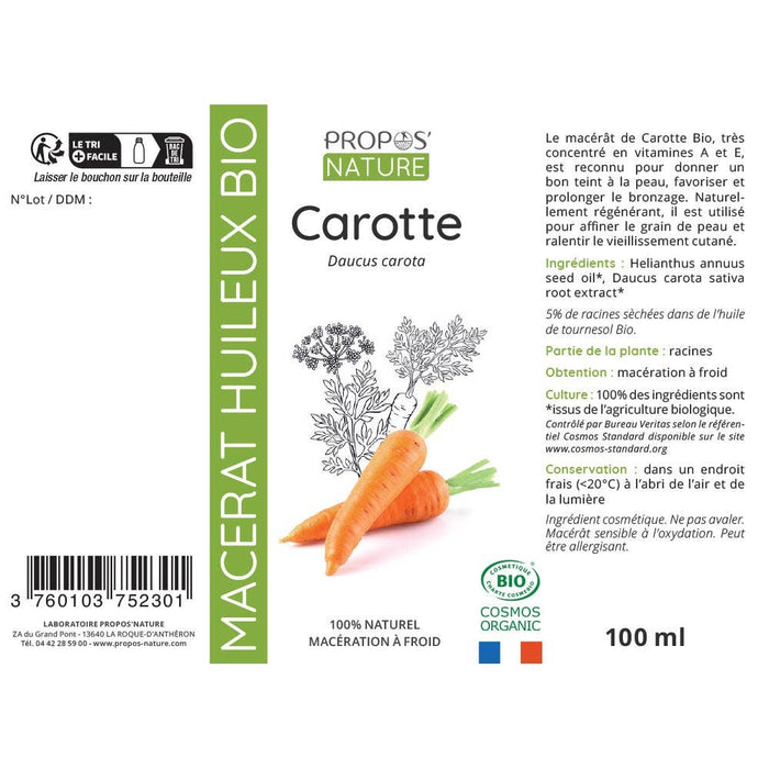 Carrot Oil Macerate 50ml - Laboratoire Propos'Nature