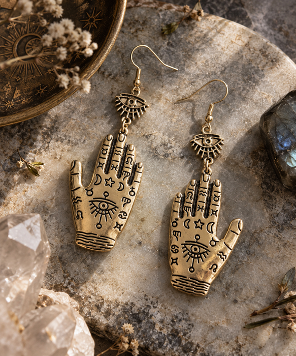 Hand of Fate Hamsa -riippukorvakorut