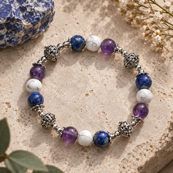Mental Clarity – Howliitti, lapislatsuli & ametisti rannekoru 19 cm