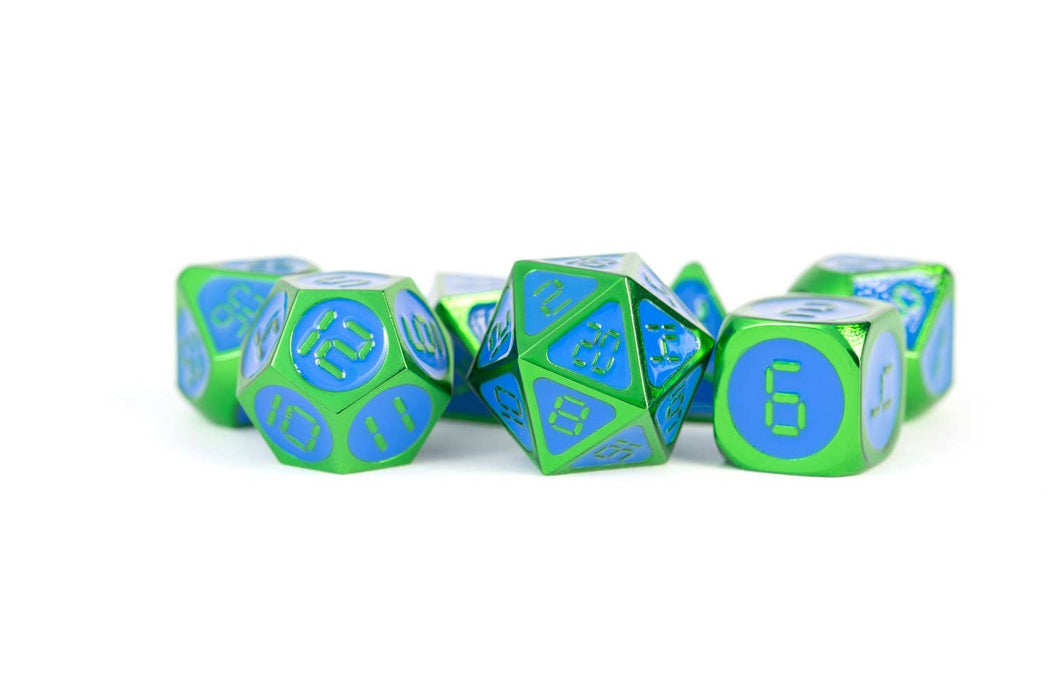 16mm Digital Metallic Dice Set (3 Options): Green with Blue