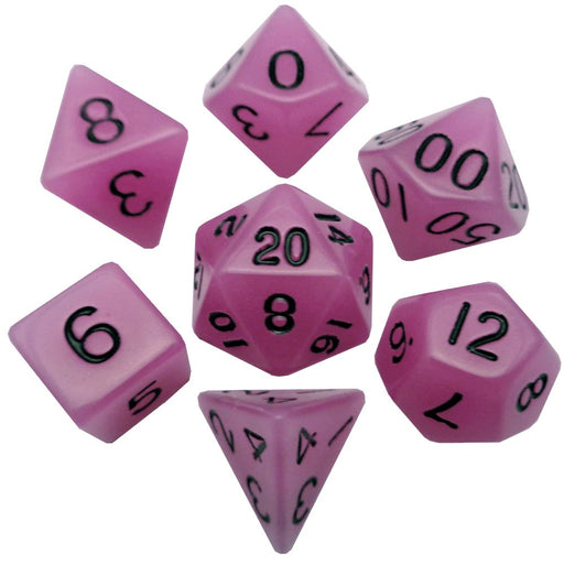 16mm Glow in the Dark Acrylic Dice Set - Glow Purple - Tarotpuoti