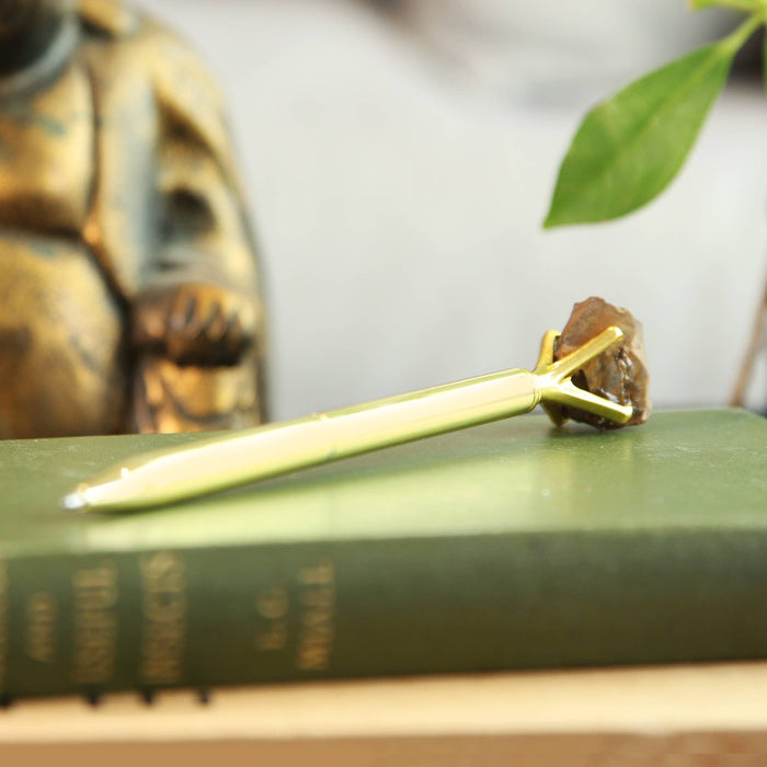 Tiger eye crystal fountain pen