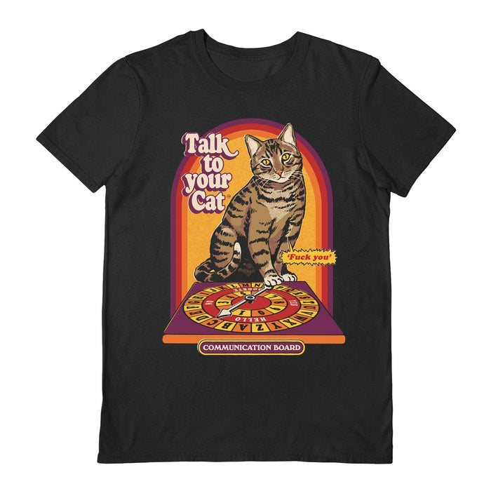 Talk To Your Cat Black Unisex T-Shirt - Steven Rhodes