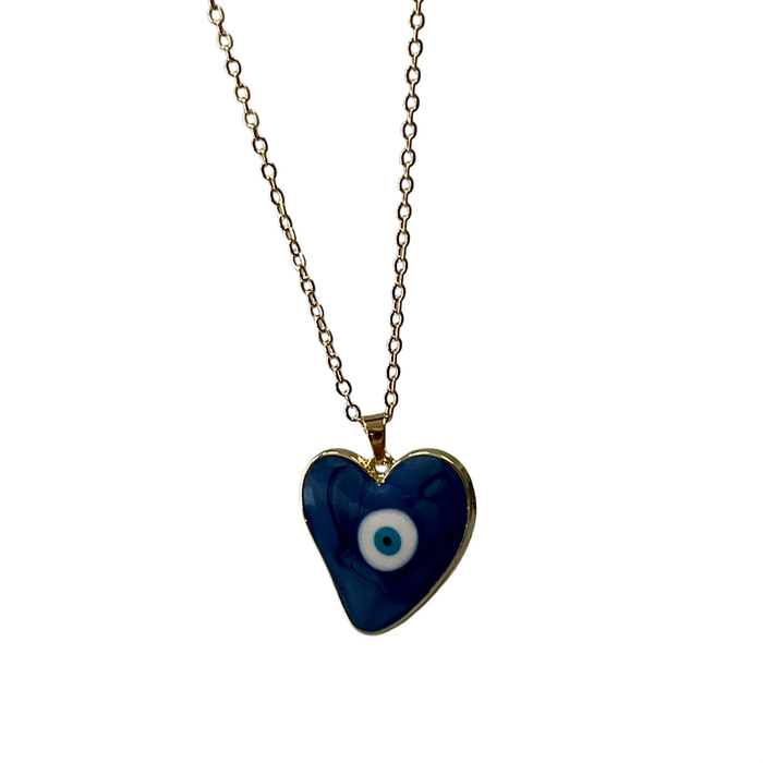 Evil Eye heart necklace