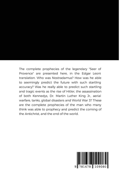 Die vollständigen Prophezeiungen des Nostradamus – Edgar Leoni, Michel de Nostradame