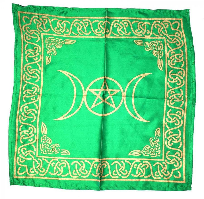 Triple Moon with Pentagram vihreä/kulta alttariliina n. 53x53cm