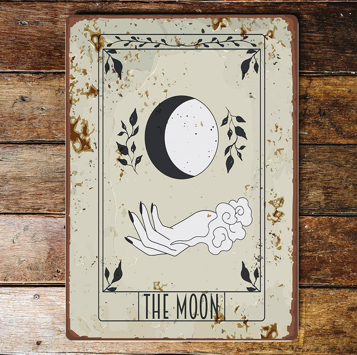 The Moon Tarot card - tin sign