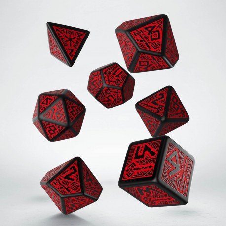 Dwarven Black & red Dice Set - Q workshop - Tarotpuoti