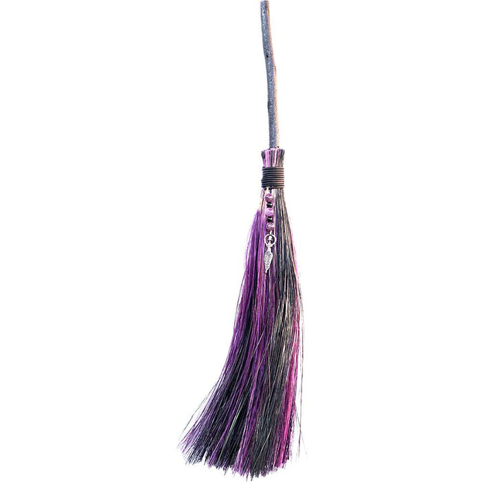 Wicca broom lilac/black goddess &amp; amethyst