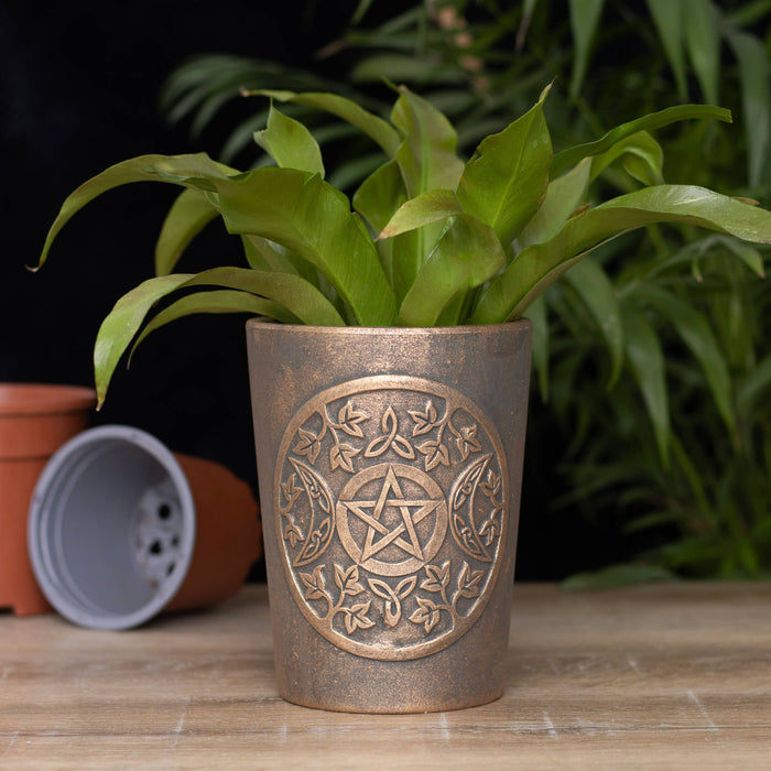 Triple Moon Bronze Terracotta flowerpot approx. 17cm - Lisa Parker