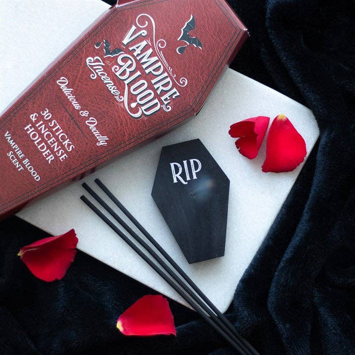 Vampire Blood suitsuketikut ja ruumisarkun muotoinen suitsukepidike