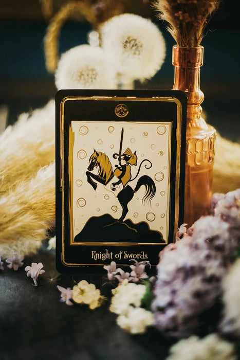 Golden Black Cat Tarot - High quality slip lid box with gold foil - Helena de Almeida - Tarotpuoti