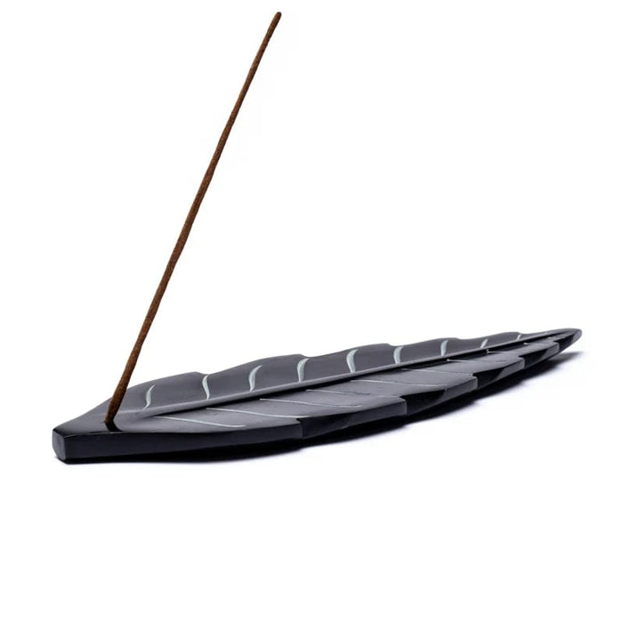 Lehden muotoinen suitsukealusta vuolukivestä 25x8cm - Tarotpuoti