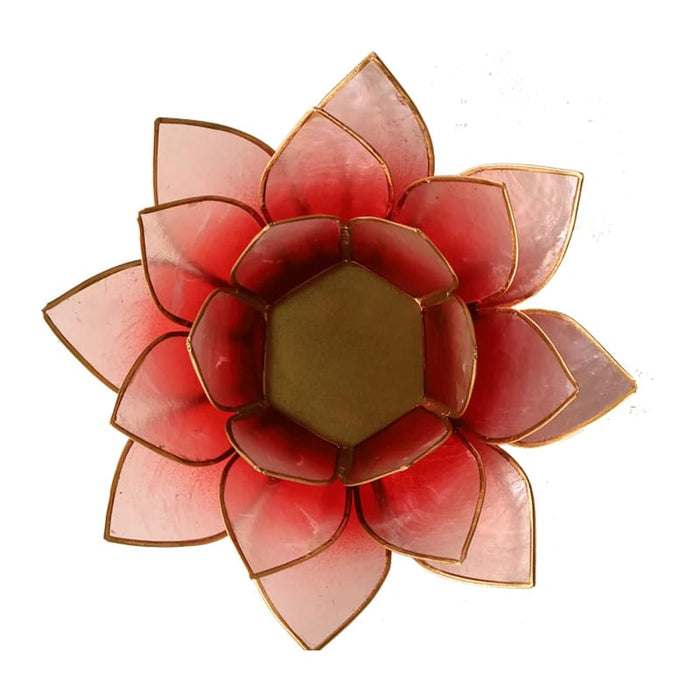 Lotus kynttilälyhty punainen/pinkki, kultainen reunus - Tarotpuoti