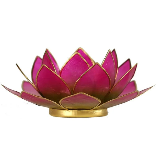 Lotus kynttilälyhty vihreä ja pinkki kultareunus - Tarotpuoti