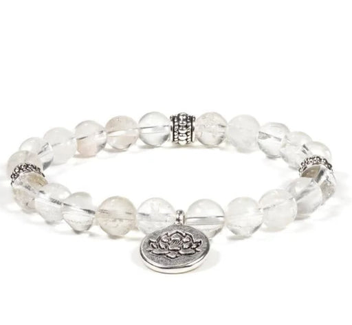 Mala rannekoru vuorikristalli lotuksella (joustava) - Tarotpuoti