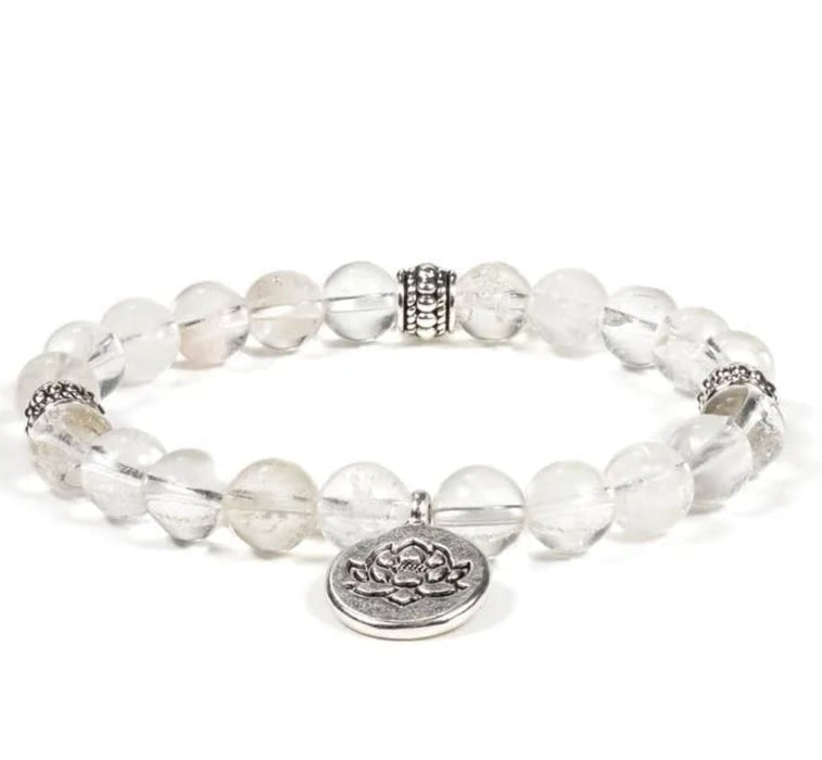 Mala rannekoru vuorikristalli lotuksella (joustava) - Tarotpuoti