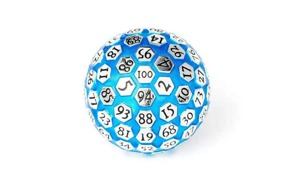 Mega Metal D100 sininen Paperweight: One hundred sided dice for D&D - Metallic Dice Games - Tarotpuoti