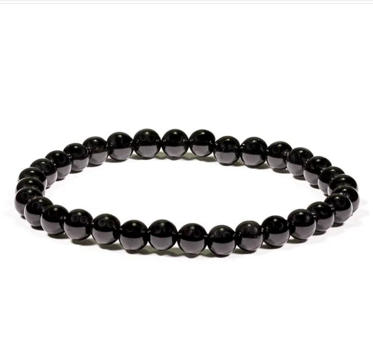 Musta turmaliini helmirannekoru (joustava) - Tarotpuoti