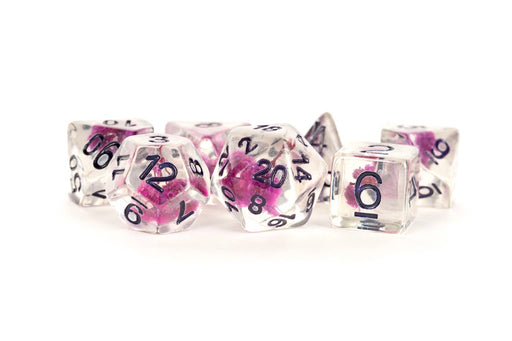 Roolipeli nopat 16mm Violetti kukka sisällä - Metallic Dice Games - Tarotpuoti