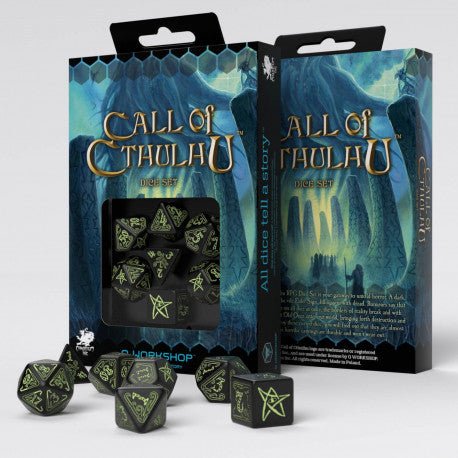 Roolipeli nopat Call of Cthulhu Dice Black & glow-in-the-dark - Q Workshop - Tarotpuoti