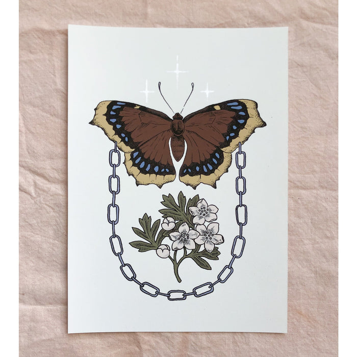 Suruvaippa Mourning Cloak Butterfly taideprintti - Tenderheart Studio - Tarotpuoti